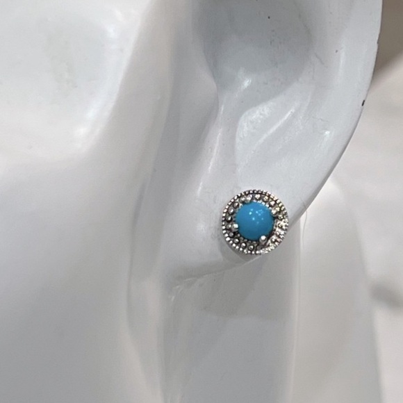 Arizona Sleeping Beauty Sterling Silver Stud Earrings - Picture 3 of 8